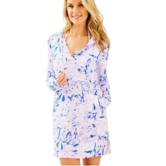 Lilly Pulitzer Rylie Coverup Dress in Lilac Verbena Rock the Dock Print UPF50 XS - Picture 5 of 14
